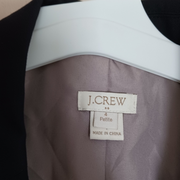 J. Crew Suit Wool blend sleek Size 4 Petite Black Blazer - Picture 6 of 8